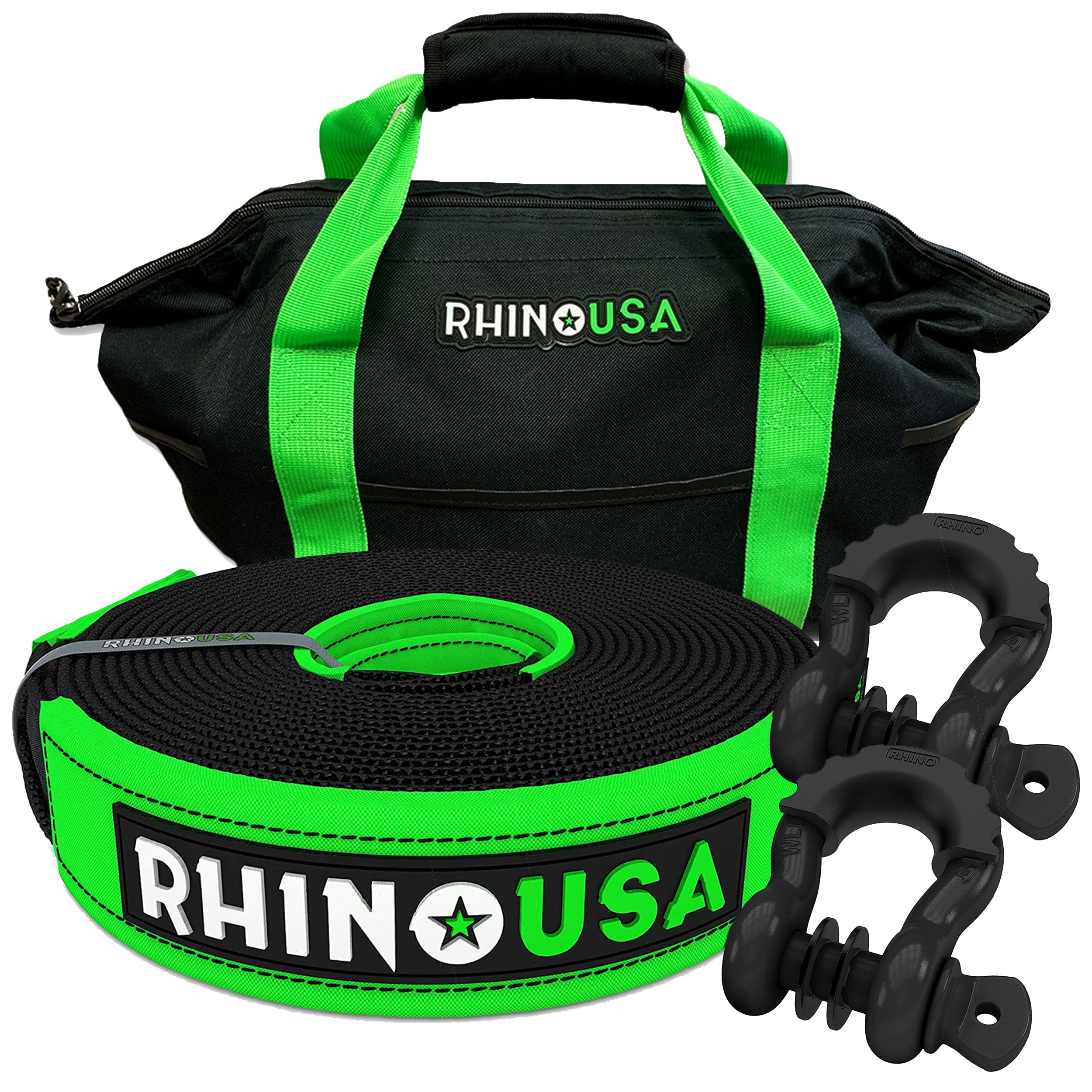 Rhino USA 20' Tow Strap & D-Ring Shackle Set Combo