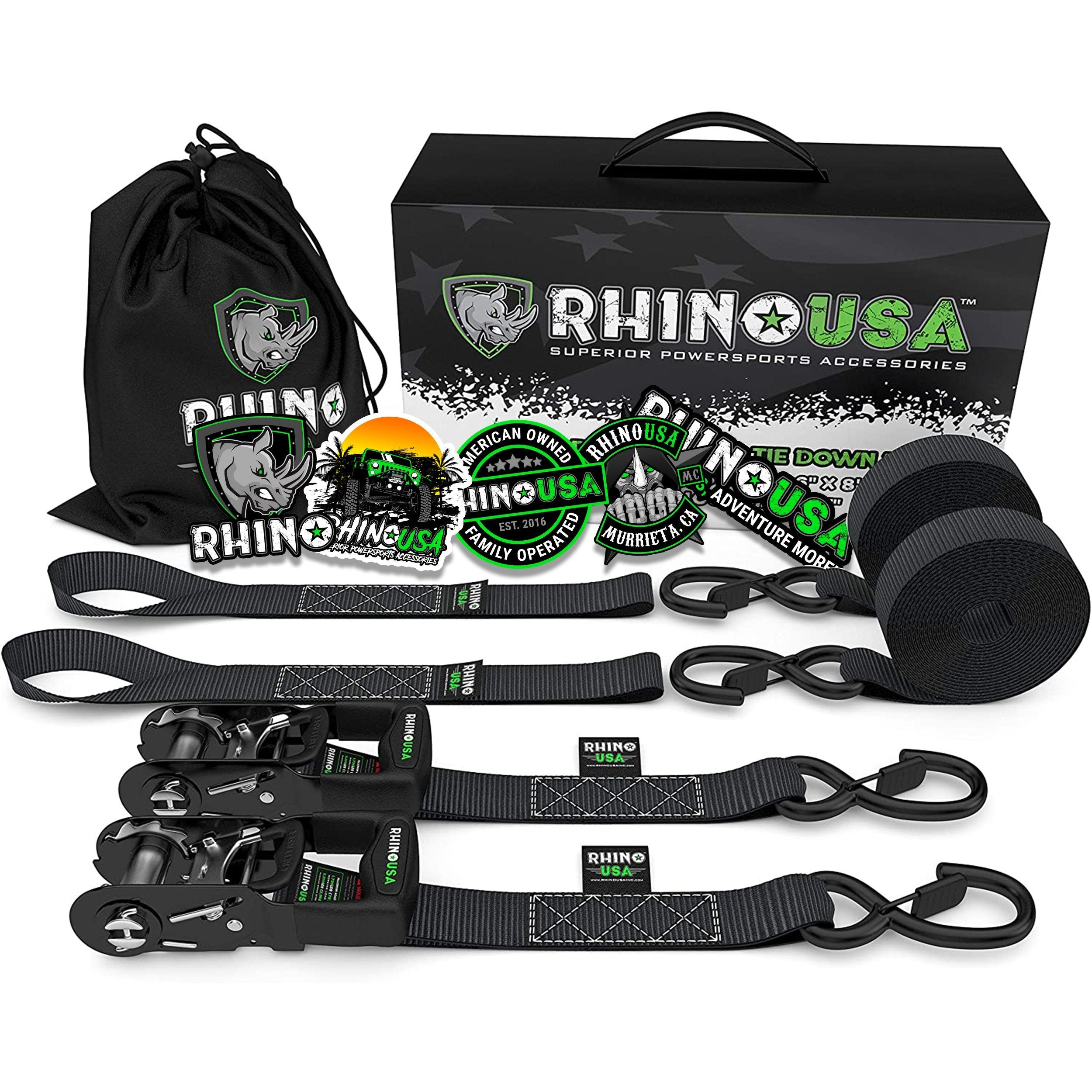 Rhino USA Ratchet Straps Motorcycle Tie Down Kit 5,208 Break Strength Includes 2
