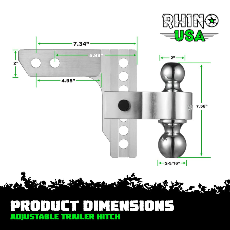 6" Adjustable Drop Hitch (2" Receivers) Rhino USA