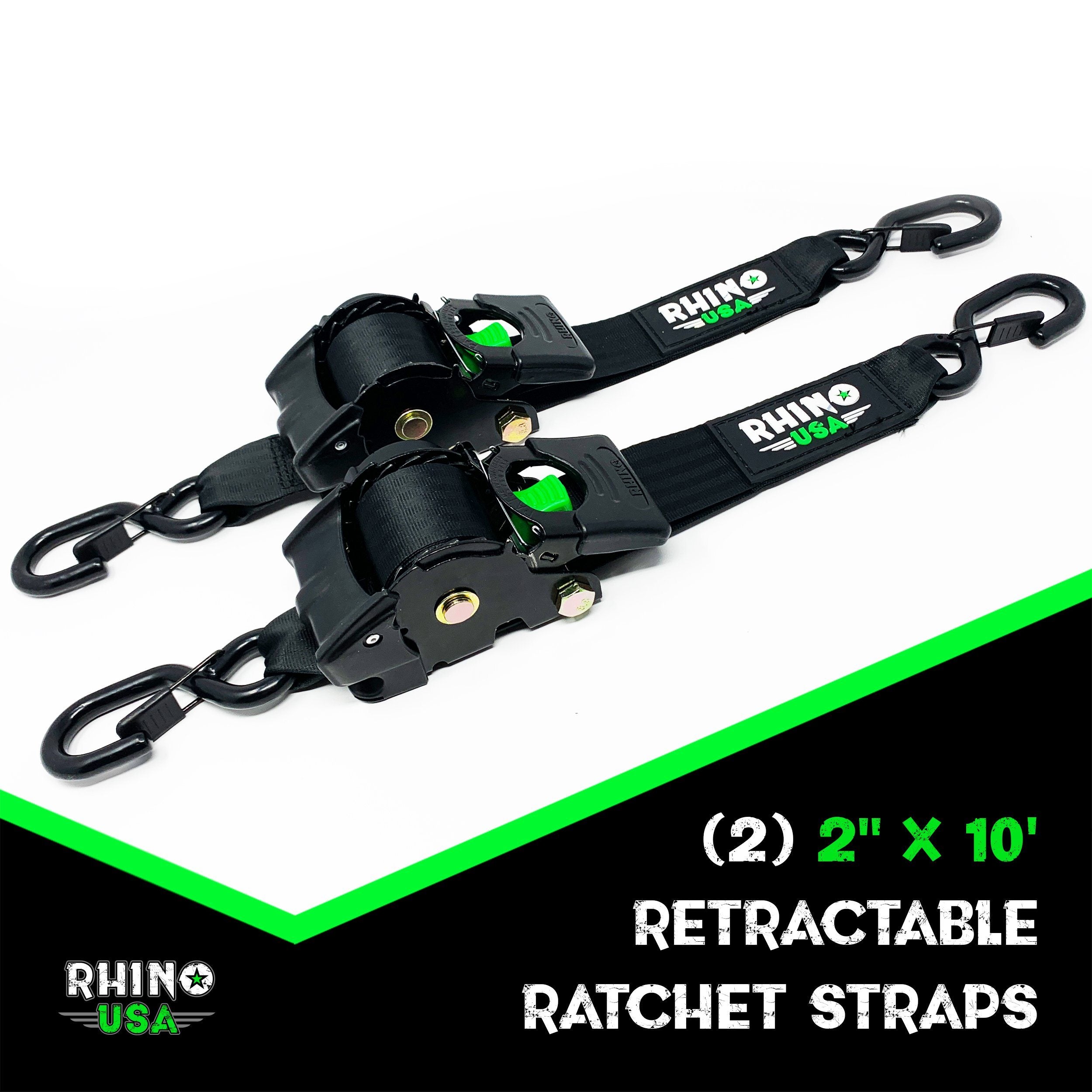 Best Retractable Ratchet Straps (2x10' 2-Pack) - Rhino USA