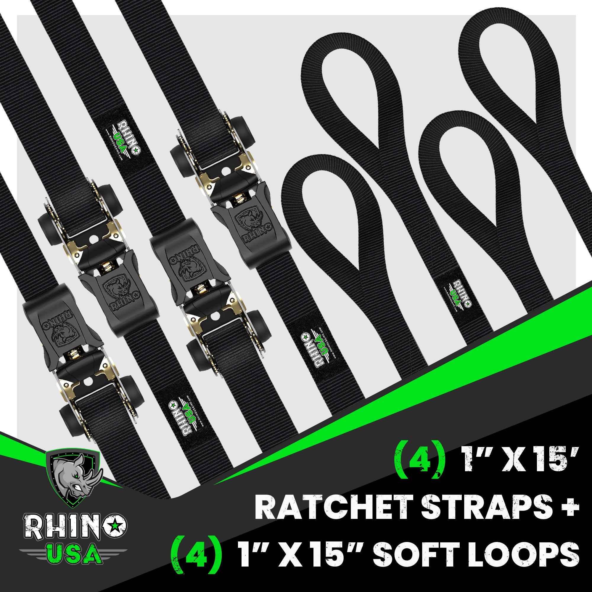  RHINO USA Ratchet Straps Tie Down Kit for ATV, 5,208