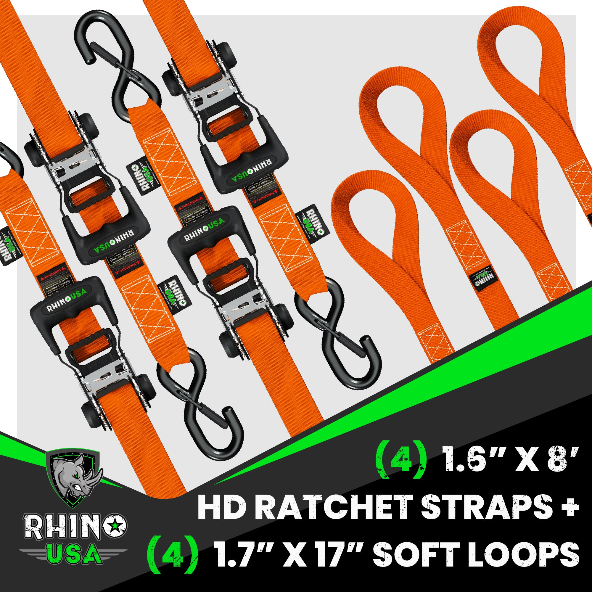 VEVOR Ratchet Tie Down Straps (4PK), 5000 lb Break Strength, Double J Hook  Includes 4 Premium 2 x 15' Rachet Tie Downs with Padded Handles, for