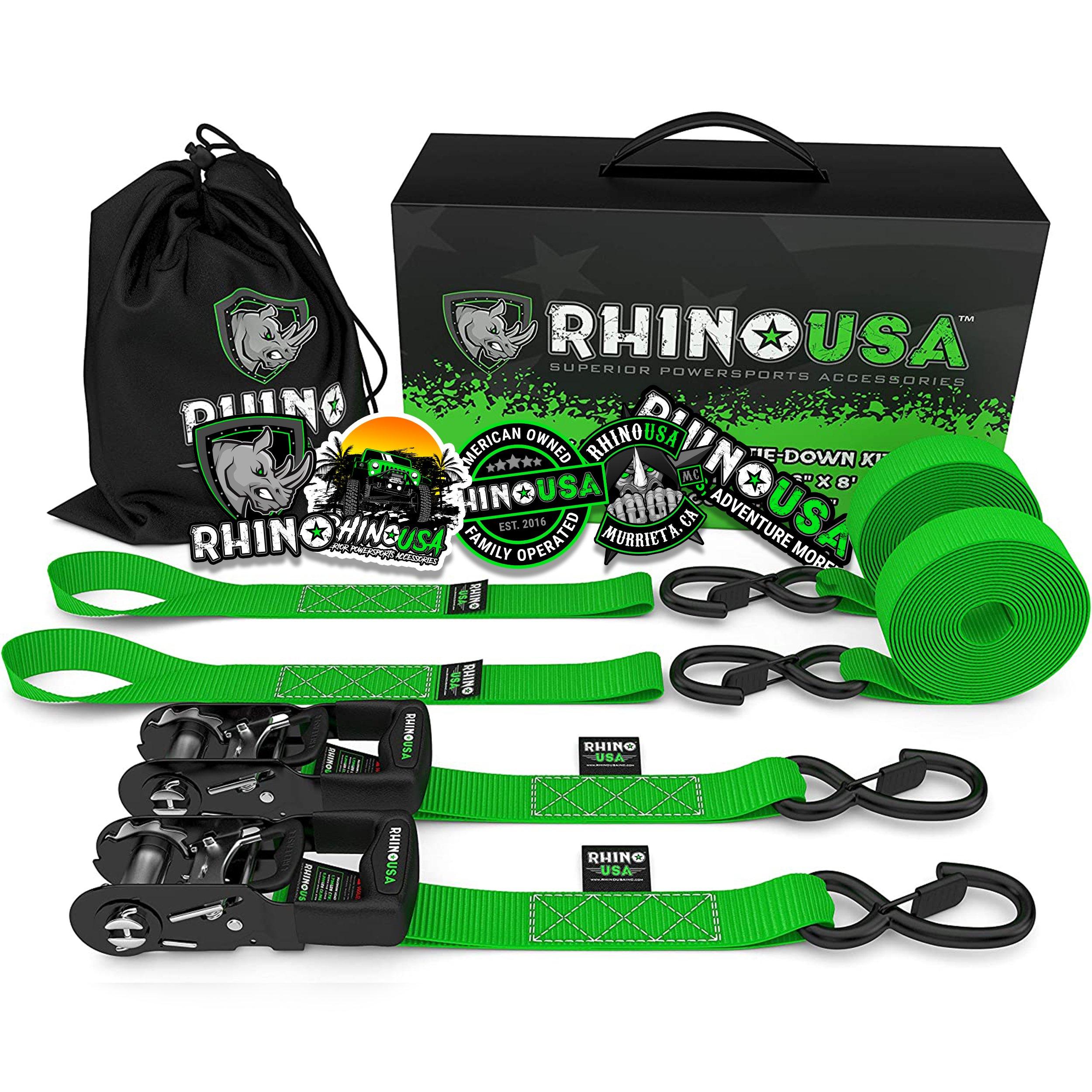 Rhino USA Heavy-Duty Ratchet Tie-Down Set (2-Pack)